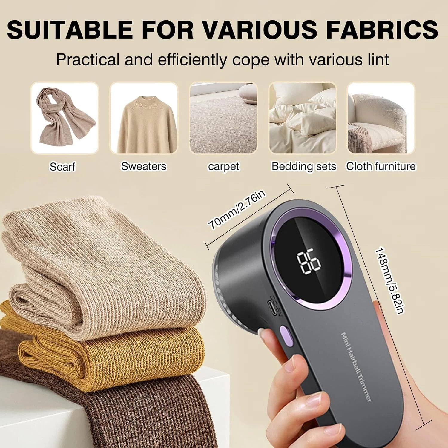 Electric Lint Remover USB Rechargeable Bobble Remover Fabric Shaver for Clothes