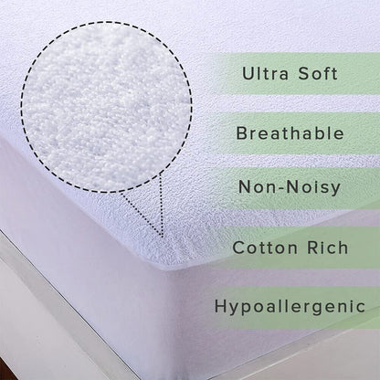 Non Noisy Waterproof Extra Deep Mattress Protector Fitted Bed Cover Double King