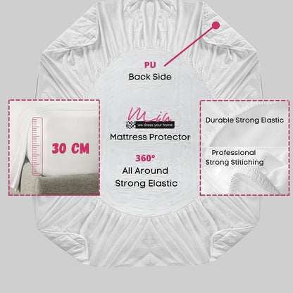 Non Noisy Waterproof Extra Deep Mattress Protector Fitted Bed Cover Double King