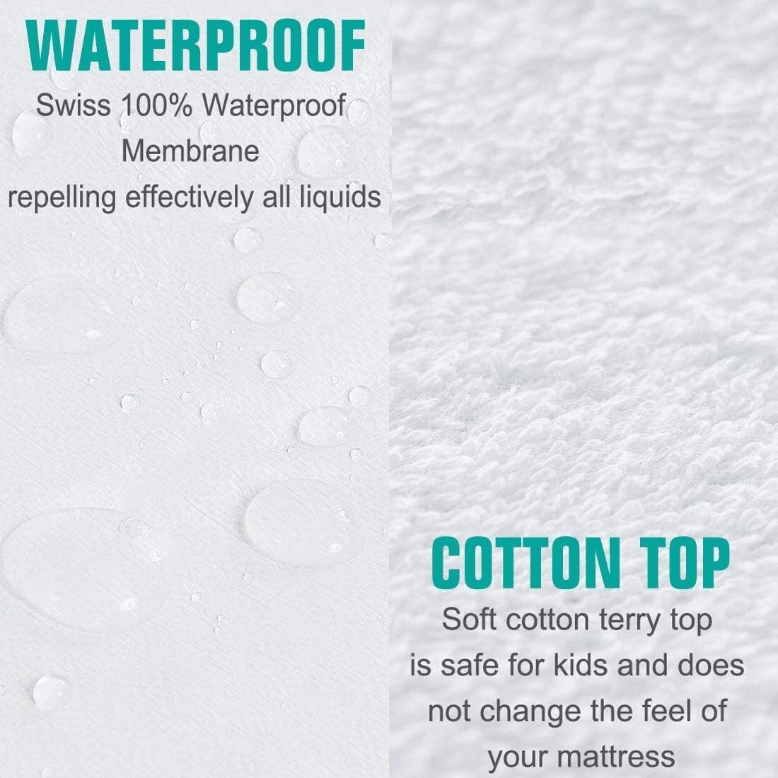 Non Noisy Waterproof Extra Deep Mattress Protector Fitted Bed Cover Double King