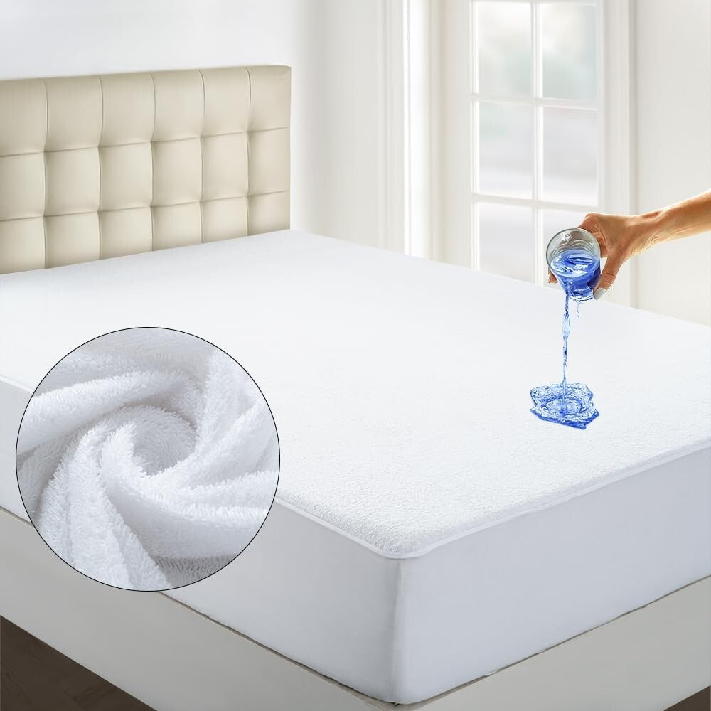 Non Noisy Waterproof Extra Deep Mattress Protector Fitted Bed Cover Double King