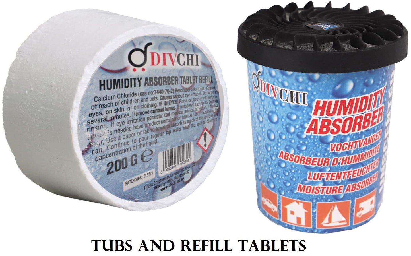 Dehumidifier Moisture Absorbers Tubs & Refill Tablets Neutral for Home & Travel