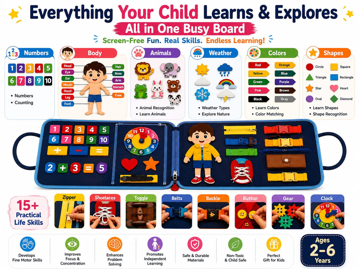 Chamwall™ Montessori Busy Board
