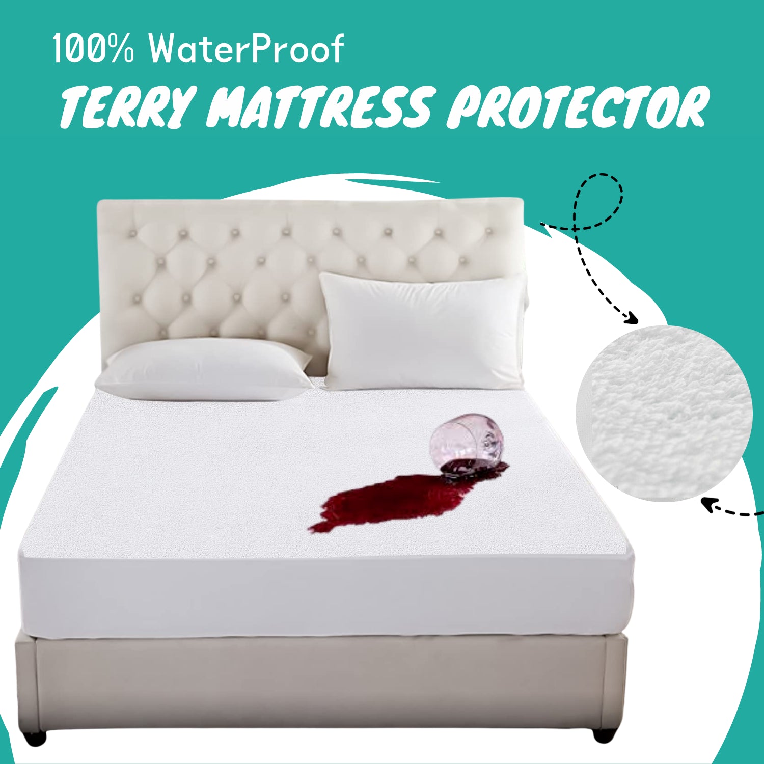 Non Noisy Waterproof Extra Deep Mattress Protector Fitted Bed Cover Double King
